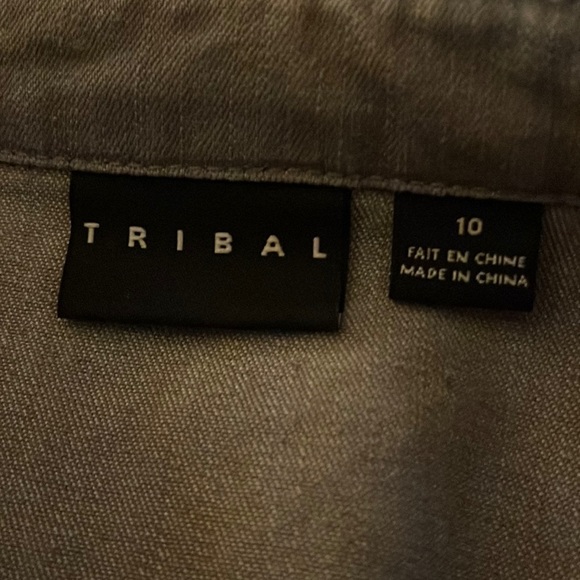 Tribal Jeans Womens Jean Jacket Denim Woven Shoulder Collar Pockets size - Picture 10 of 12